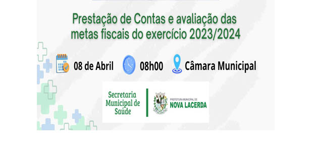 Prefeitura de Nova Lacerda convida população para Audiência Pública da Saúde