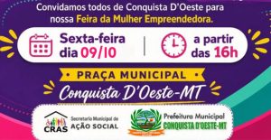 Conquista D’Oeste realizará a Feira da Mulher Empreendedora em Ação